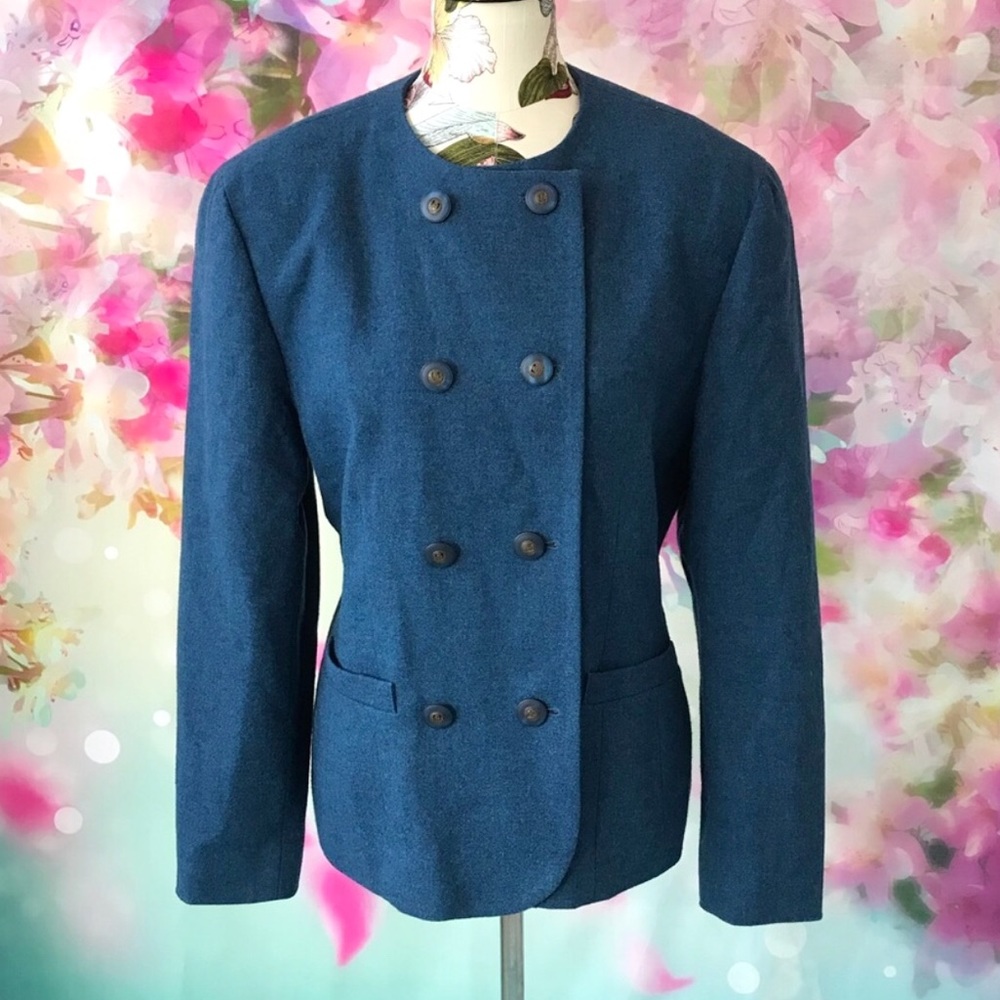 Pendleton-Blue Virgin Wool Pea Coat
